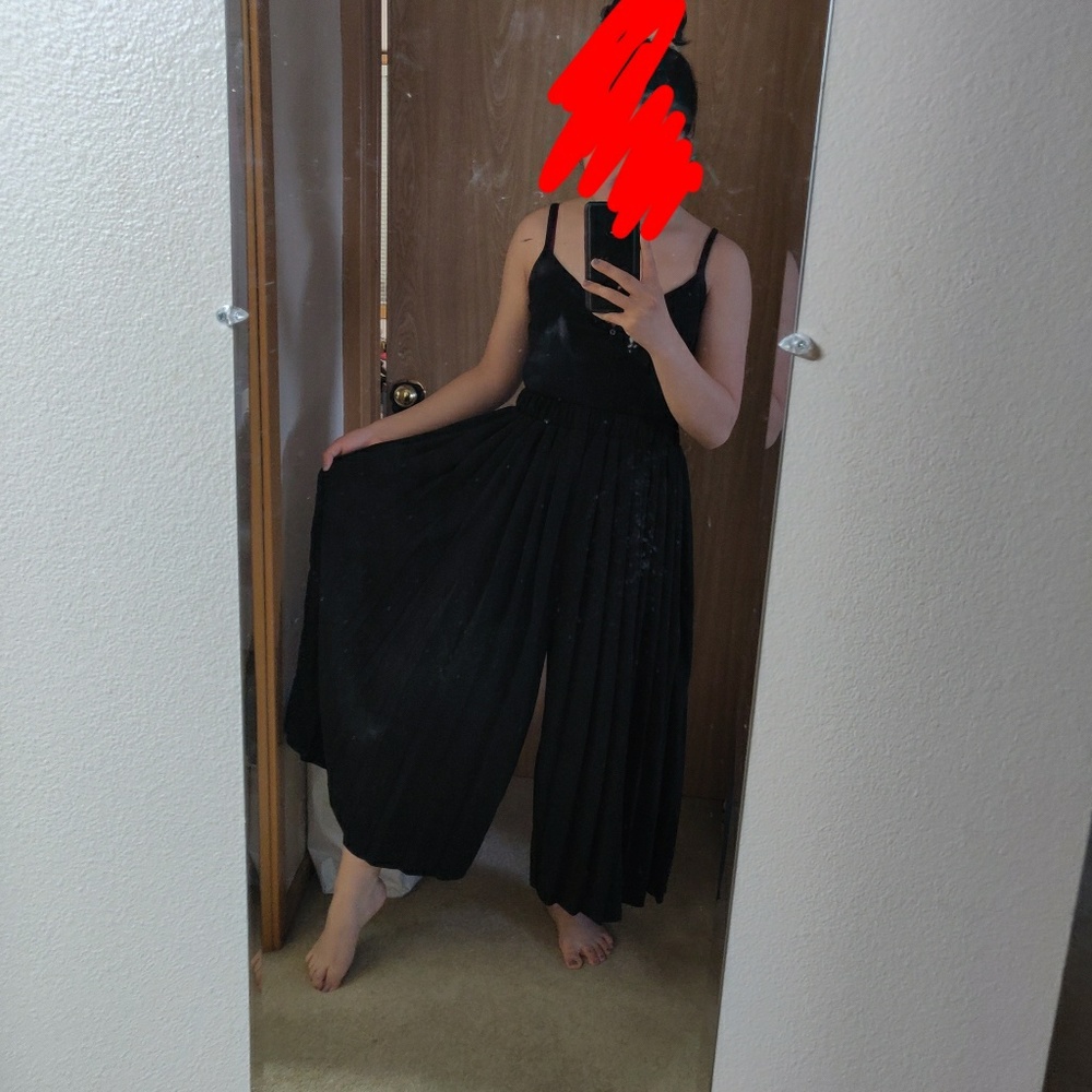 Japanese Flared Pleated Black Pants